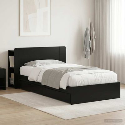 vidaXL Rám postele so skladom Čierna 100 x 200 cm Kompozitné drevo