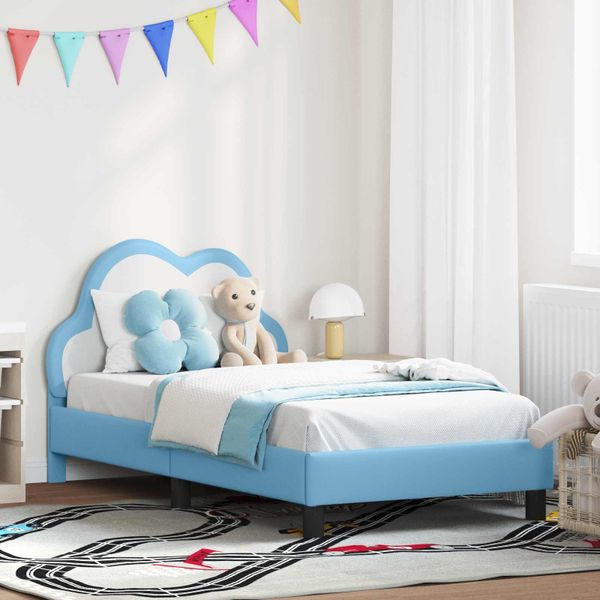 vidaXL Detský rám na posteľ s čelom Modrá 80 x 160 cm PU
