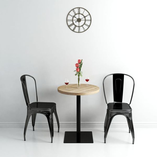 vidaXL Bistro stolík, MDF a oceľ, okrúhly, 60x75 cm, dubová farba