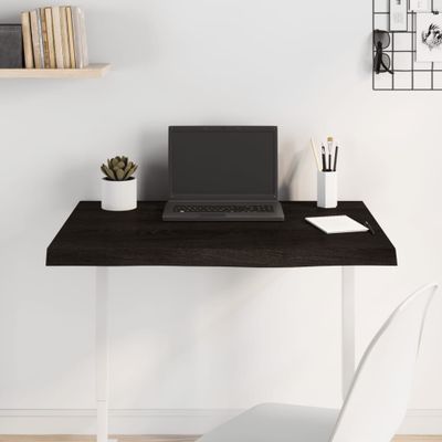 vidaXL Stolová doska tmavohnedá 80x60x(2-6) cm ošetrený dubový masív