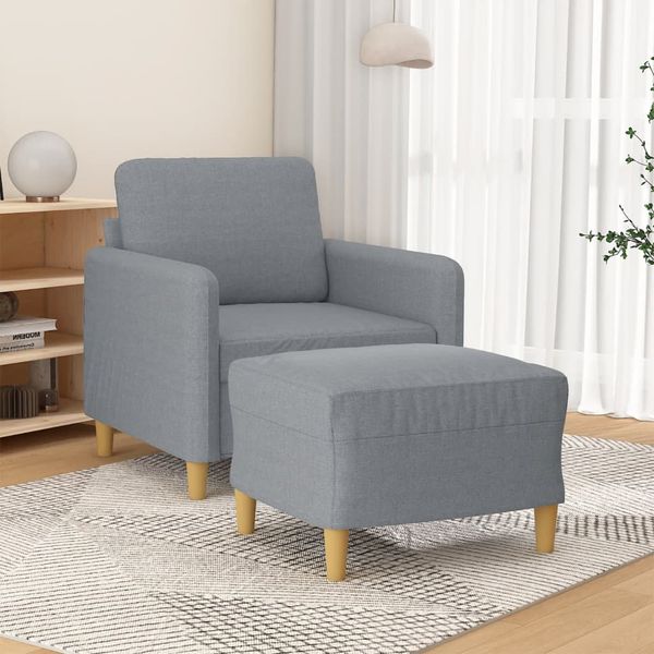 vidaXL Kreslo s podnožkou bledosivé 60 cm látkové