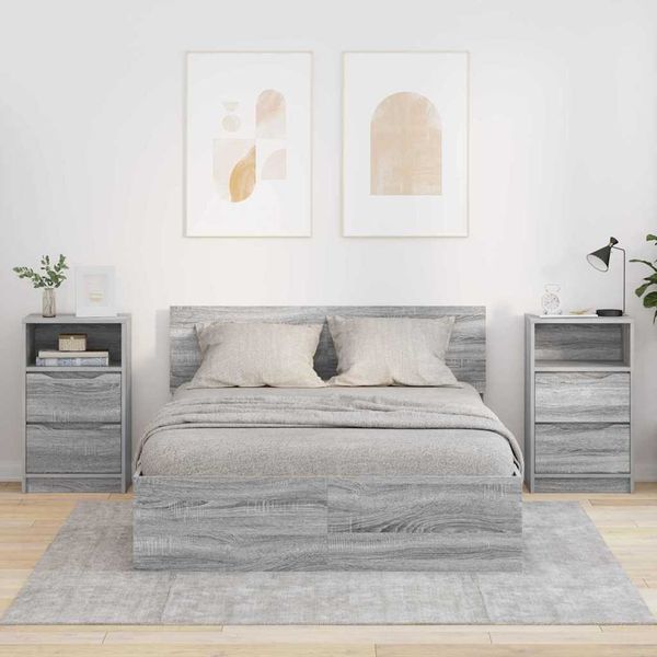 vidaXL Nočné stolíky so zásuvkou 2 pcs Sivý Sonoma 40 x 30 x 467 cm