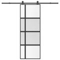 vidaXL Posuvné dvere s kovaním 76x205 cm tvrdené sklo a hliník úzke