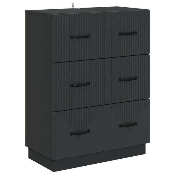 vidaXL Zásuvkový kabinet Čierna 66 x 34,5 x 87 cm Kompozitné drevo
