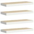 vidaXL Plávajúce nástenné police 4ks dubové a biele 60x23,5x3,8 cm MDF