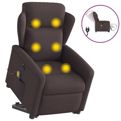 vidaXL Zdvíhacie sklápacie elektrické masážne kreslo tmavohnedé látka