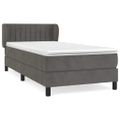vidaXL Posteľný rám boxspring s matracom tmavosivý 90x200 cm zamat