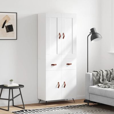 vidaXL Vysoká skrinka biela 69,5x34x180 cm spracované drevo