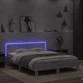 vidaXL Posteľný rám s čelom a LED biely 150x200 cm