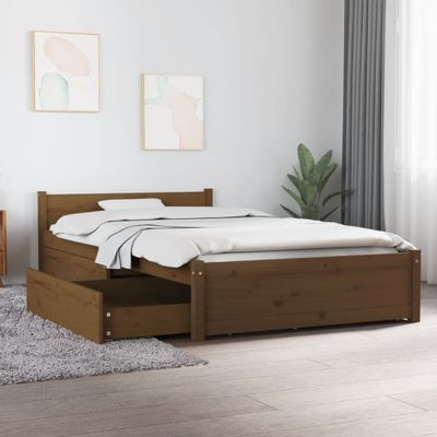 vidaXL Posteľný rám so zásuvkami medovohnedý 100x200 cm