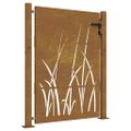 vidaXL Záhradná brána 100x125 cm, oceľ Corten, dizajn s trávou