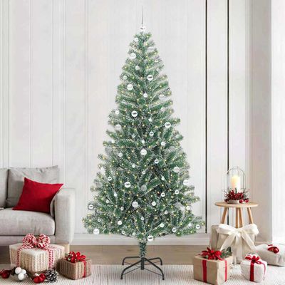 vidaXL Umelý vianočný stromček, snehom obalený, s LED svetlom 240 cm