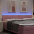 vidaXL LED hlavová doska s LED pásikmi Ružová 200 cm Zamat