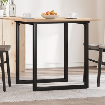 vidaXL Jedálenský stolík v tvare O 90x90x75 cm borovica a oceľ