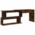 vidaXL Rohový stôl dymový dub 200x50x76 cm spracované drevo