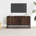 vidaXL TV skrinka hnedý dub 80x34,5x40 cm kompozitné drevo a kov