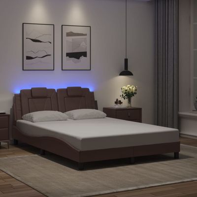 vidaXL Rám postele, Viana, s LED bez matraca, hnedý 140x190 cm