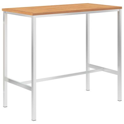 vidaXL Barový stôl 120x60x105 cm teakový masív a nehrdzavejúca oceľ