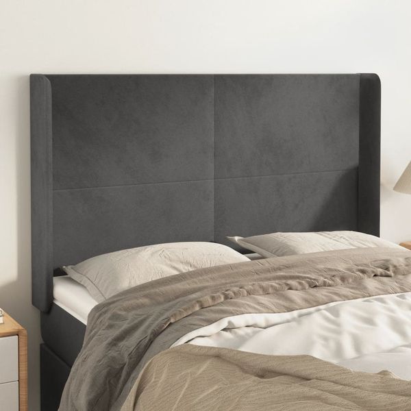 vidaXL Čelo postele so záhybmi tmavosivé 147x16x118/128 cm zamat