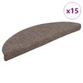 vidaXL Schodové rohože, samolepiace, 15 ks, 56x17x3 cm, béžové, polkruhové