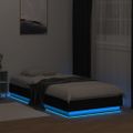 vidaXL Posteľný rám s LED svetlami čierny 90x200 cm