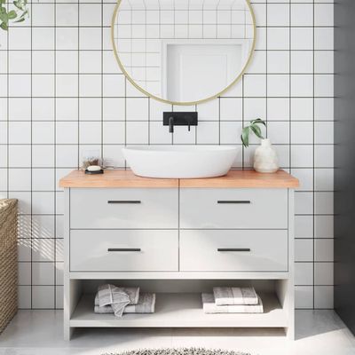 vidaXL Kúpeľňová doska bledohnedá 120x30x(2-4) cm ošetrený masív