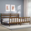 vidaXL Posteľný rám s čelom medovo-hnedý 200x200 cm masívne drevo