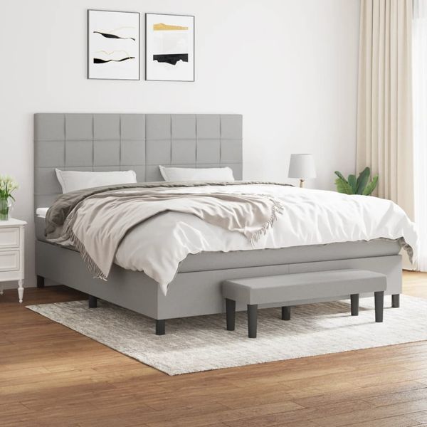 vidaXL Boxspring posteľ s matracom svetlosivá 100x200 cm látka