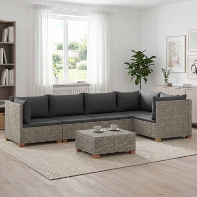vidaXL 6 ks Ratanová lounge súprava s vankúšmi GENDT Prírodný ratan