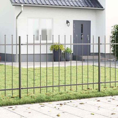 vidaXL Záhradný plot 3 pcs Sivá 5,1 x 0,8 m Práškovaná oceľ