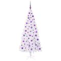 vidaXL Umelý vianočný stromček s 300 LED-i Biela 180 cm PVC a oceľ