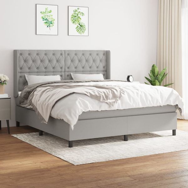 vidaXL Boxspring posteľ s matracom svetlosivá 100x200 cm látka