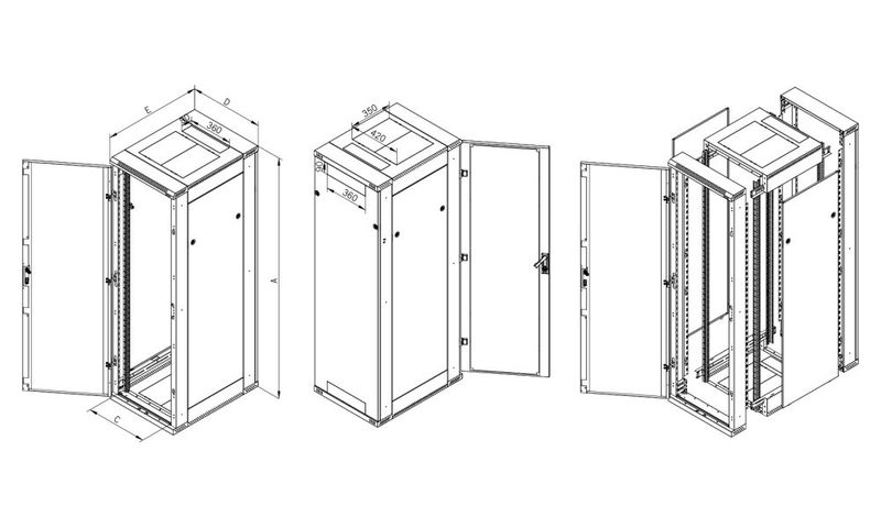 Triton 19' rozvaděč stojanový rozebiratelný 32U/600x800 RAL7035, šedá Rozvadec, stojanový, rozebíratelný, 19", 32U, 600×800, sklenené dvere, RAL7035, šedý