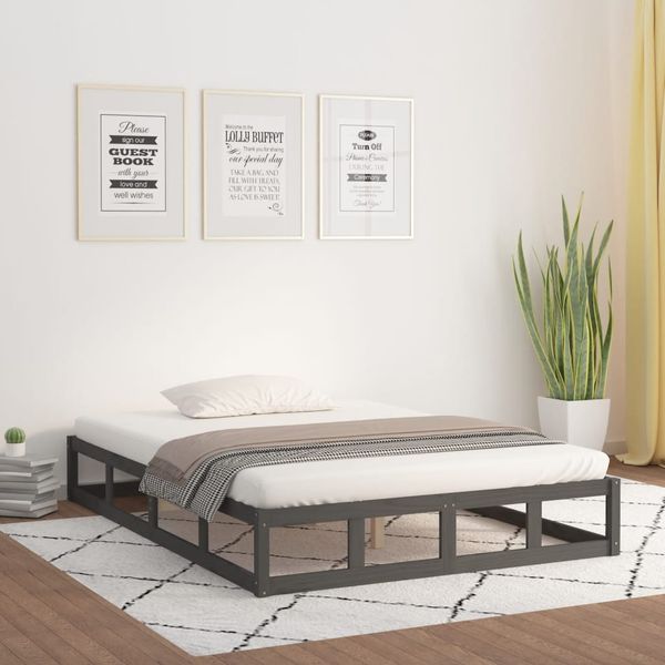 vidaXL Posteľný rám sivý 150x200 cm King masívne drevo