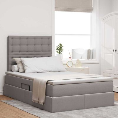 vidaXL Postel s úložným prostorem a matrací Sivohnedá 120 x 200 cm