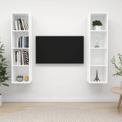 vidaXL Nástenné TV skrinky 2 ks, biele, kompozitné drevo