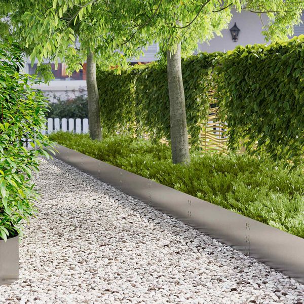 vidaXL Obrubník trávnika 10 pcs 100 x 30 cm Oceľ Strieborná