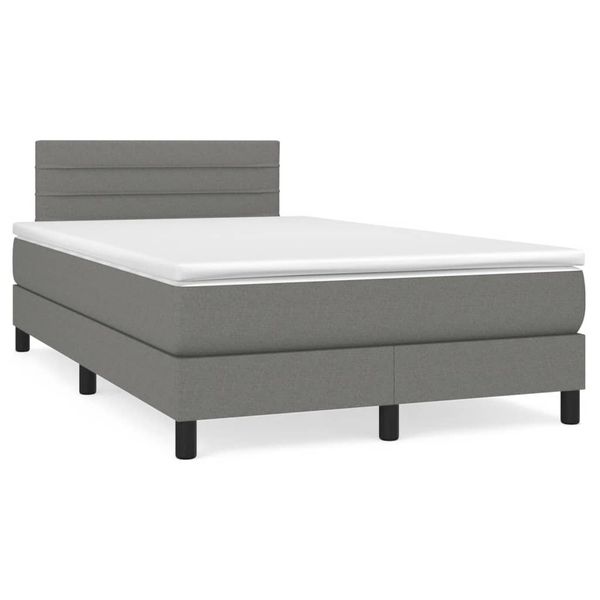 vidaXL Boxspring posteľ s matracom a LED, tmavosivá 120x190 cm, látka