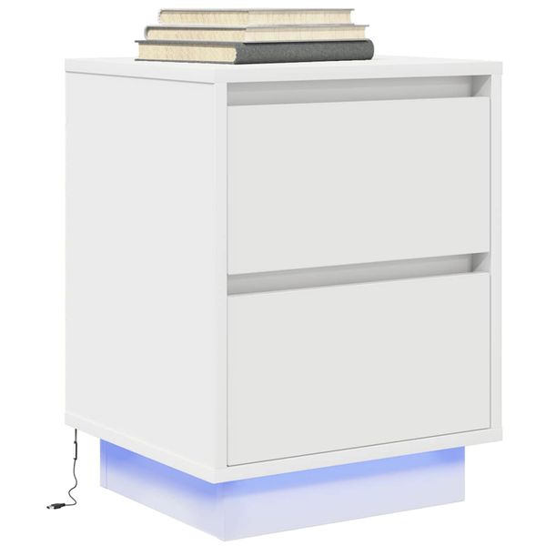 vidaXL Nočná skrinka s LED osvetlením Biela 38x34x50 cm