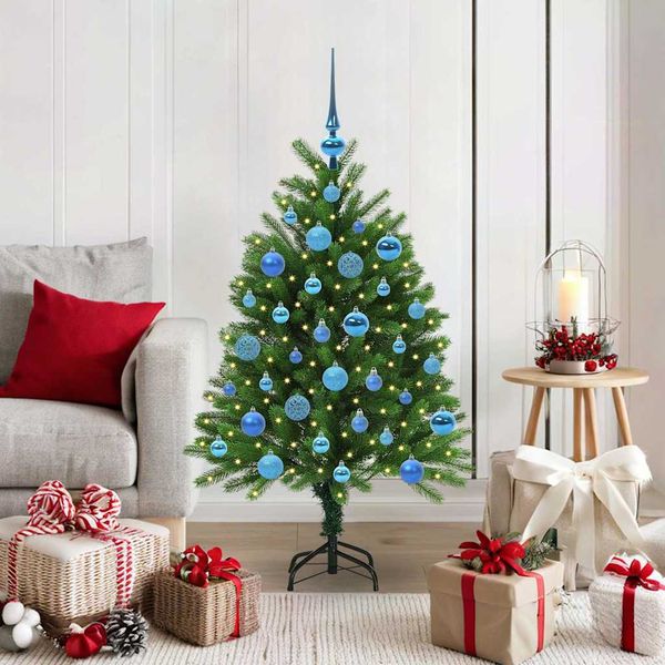 vidaXL Vianočný stromček s 150 LED-i so stojanom Zelená 120 cm PE