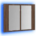 vidaXL LED zrkadlová skrinka hnedý dub 60x12x45 cm spracované drevo