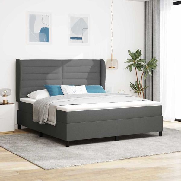 vidaXL Posteľ s pružinovým rámom Tmavo šedá 180 x 200 cm látka