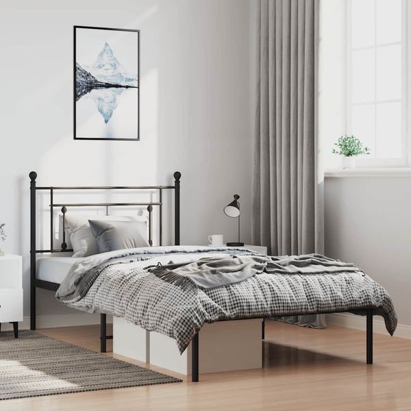 vidaXL Kovový rám postele s čelom čierny 100x200 cm