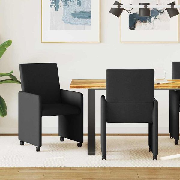 vidaXL Jedálenské stoličky na kolieskach 2 pcs Čierna 57 x 66 x 94 cm