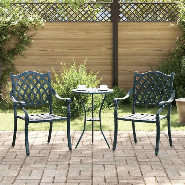 vidaXL Záhradná stolička 2 pcs Zelená 56 x 55 x 92.5cm Hliník