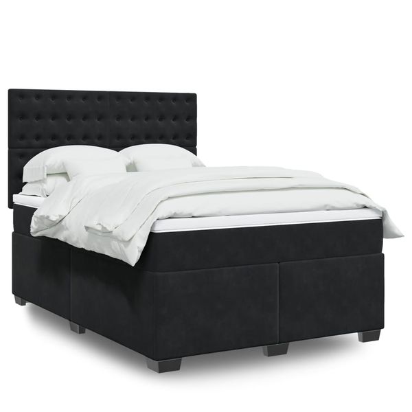 vidaXL Posteľný rám boxspring s matracom čierny 140x200 cm zamat
