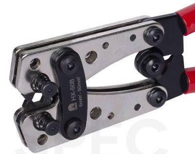 Krimpovacie kliešte NEKU na veľké káblové koncovky, 6-50mm2 CU aj AL, HEX
