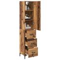 vidaXL Highboard Staré drevo 34,5 x 34 x 180 cm Kompozitné drevo