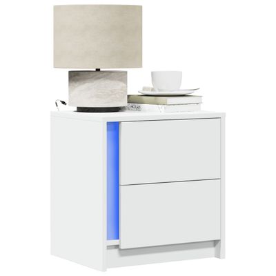 vidaXL Nočný stolík s LED svetlami biely kompozitné drevo