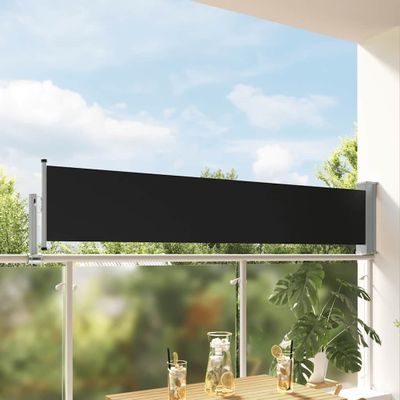 vidaXL Zaťahovacia bočná markíza na terasu čierna 60x300 cm